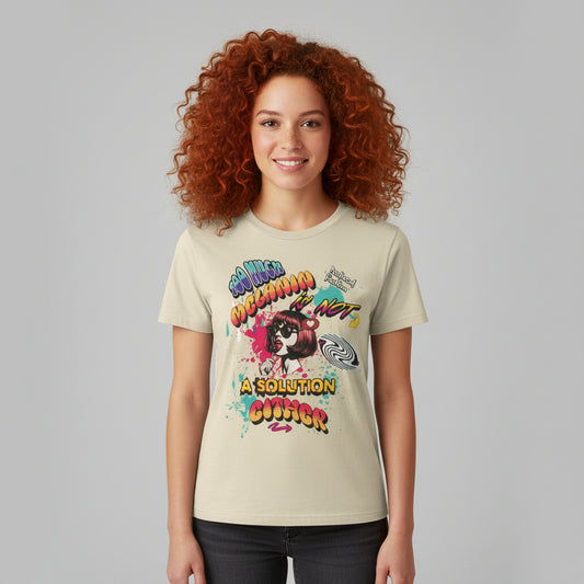 Too Much Melanin Is Not a Solution Either – Buntes Retro-Redhead Statement Shirt
