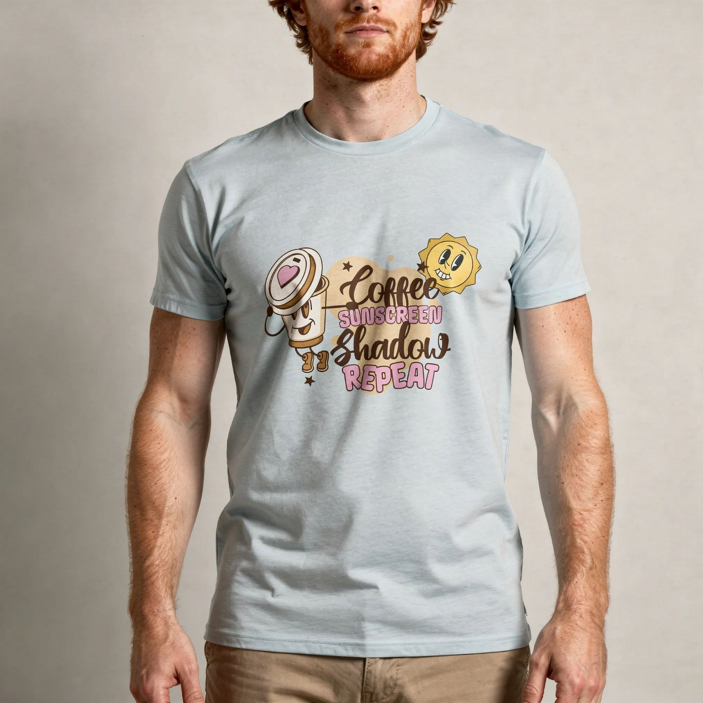 Coffee Sunscreen Shadow Repeat – Cute Summer Graphic Tee