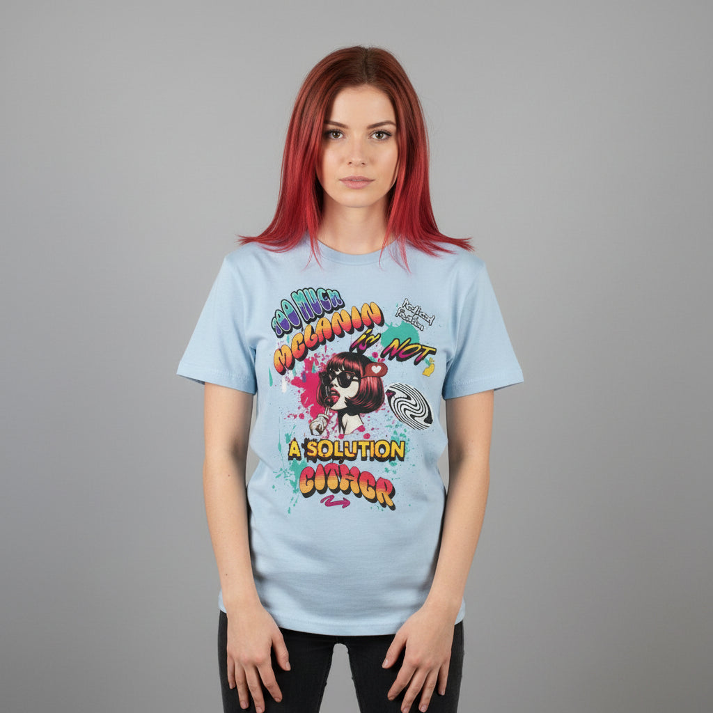 Too Much Melanin Is Not a Solution Either – Buntes Retro-Redhead Statement Shirt