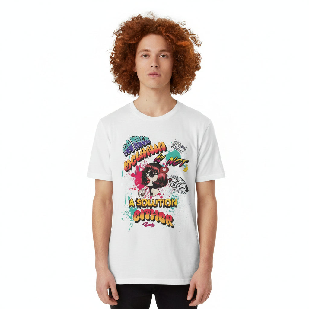 Too Much Melanin Is Not a Solution Either – Buntes Retro-Redhead Statement Shirt