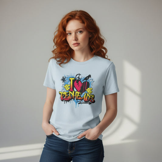 I Love Redheads – Buntes Graffiti Redhead Shirt