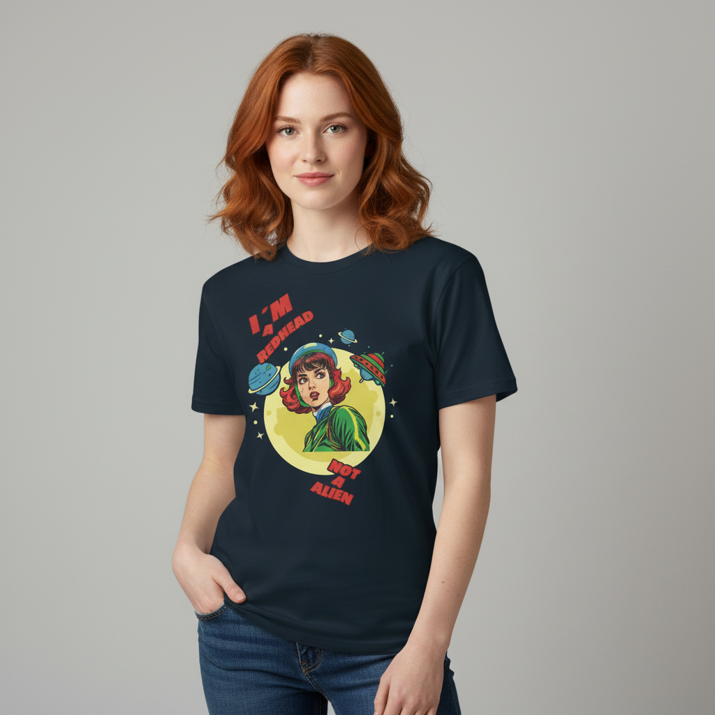 I’m a Redhead, Not an Alien – Lustiges Retro Sci-Fi Redhead Shirt
